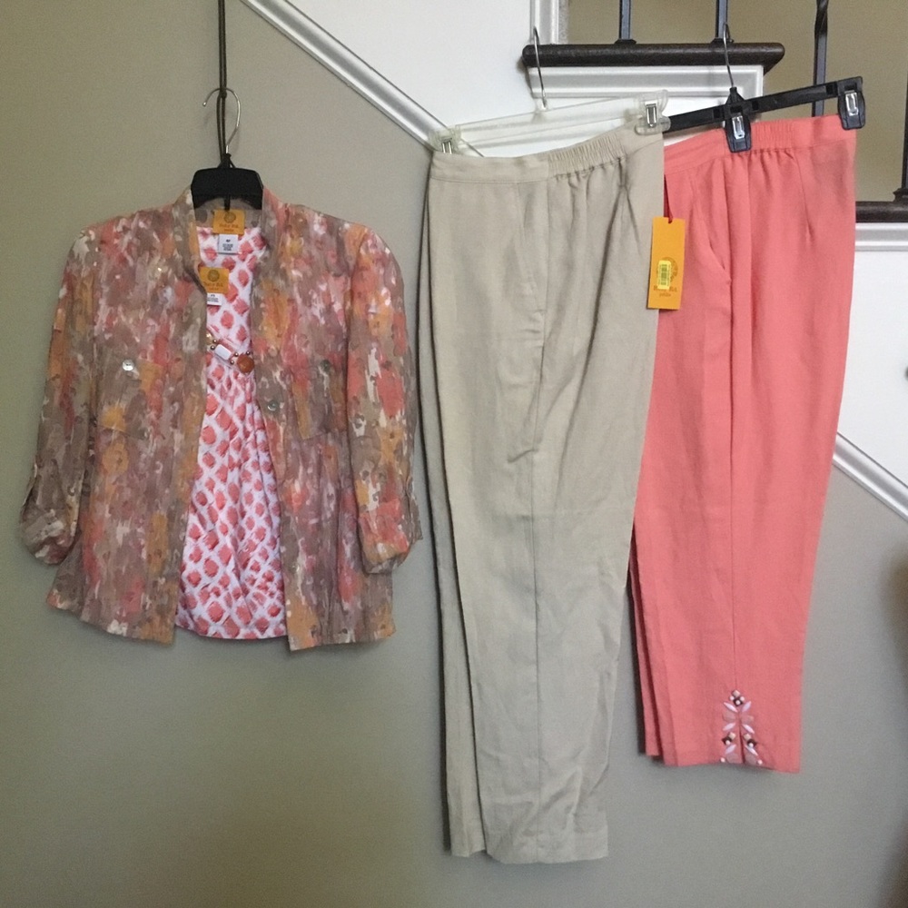 4 PC RUBY RD Linen pants, top & jacket set 4P SP